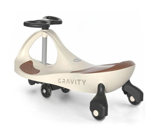 milly mally  59531 Детская машинка-каталка "gravity" с led-колесами (бежевый/коричневый) 