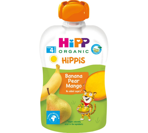 hipp 8523 Фруктовое пюре hippis Банан-Груша-Манго (6м+) 90гр. 