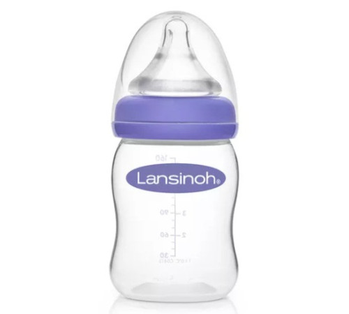 lansinoh 94831 biberon anticolici din sticlă cu tetină naturalwave (0+) 160 ml.