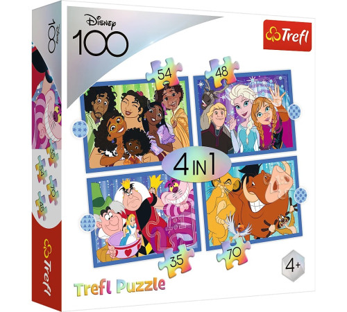  trefl 34618 Пазлы 4в1 "Счастливый мир Диснея" (35/48/54/70 эл.) 
