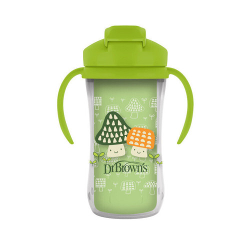  dr.browns tc01203 cană termică cu pai 300 ml (12 luni +) verde