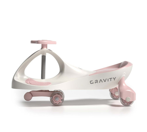 milly mally  59529 Детская машинка-каталка "gravity" с led-колесами (кремовый/розовый)