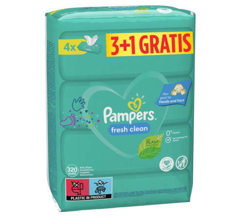 Pampers Влажные салфетки Fresh Clean (4х80) 320 шт.  pampers Влажные салфетки fresh clean (4х80) 320 шт.
