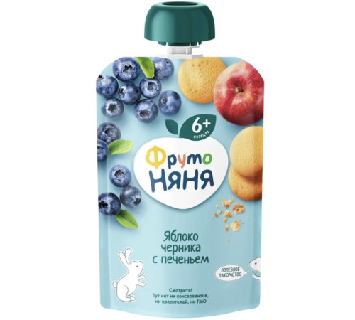  ФрутоНягя piure mere-afine-biscuiți 90g. (6 l+)