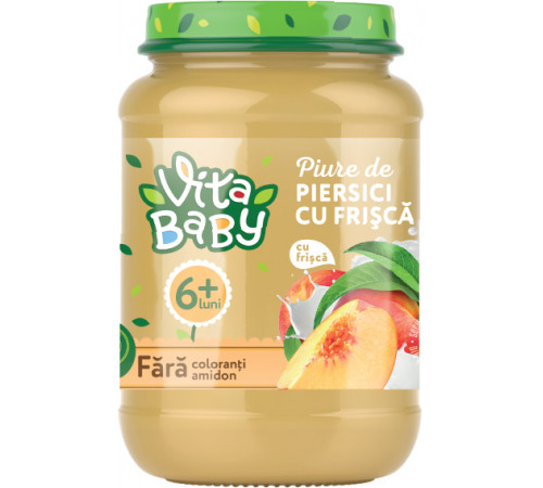 Детское питание в Молдове vita baby Пюре персиковое со сливками  (6 м.+) 180 гр. 