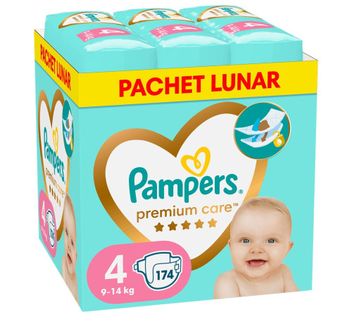 pampers premium care 4 (9-14 kg.) 174 buc.