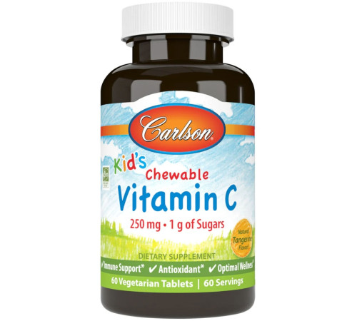 carlson Витамин С жевательные конфеты для детей  "kids chewable vitamin c, 250 mg" (60 шт.) мандарин