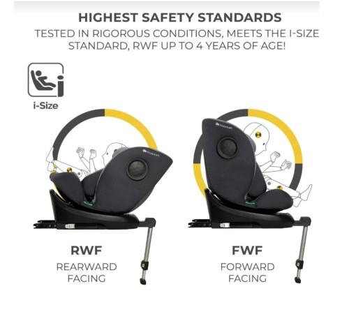 kinderkraft Автокресло i-360 i-size гр. 0/1/2/3 (40-150 см.) серый