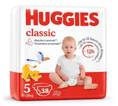  huggies classic jumbo Подгузники 5 (11-25 кг.)  38 шт.