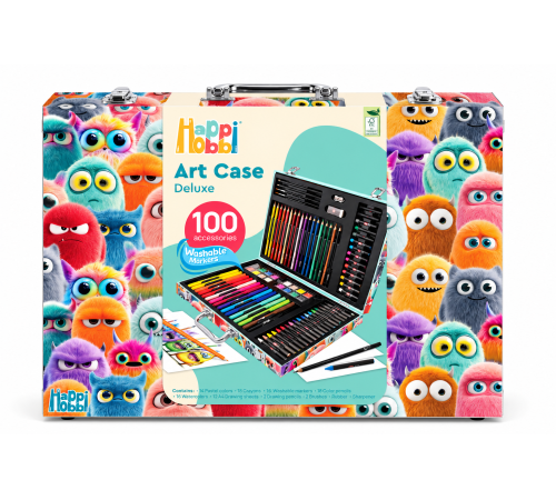  as kids 1038-82062 set mare de pictură și desen happihobbi "little monsters" (100 el.)