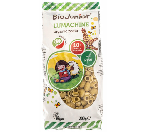  biojunior organic paste "melci" cu mazăre (10 luni+) 200 gr.