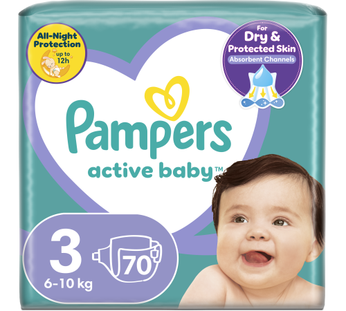 pampers active baby 3 (6-10 kg.) 70 buc.