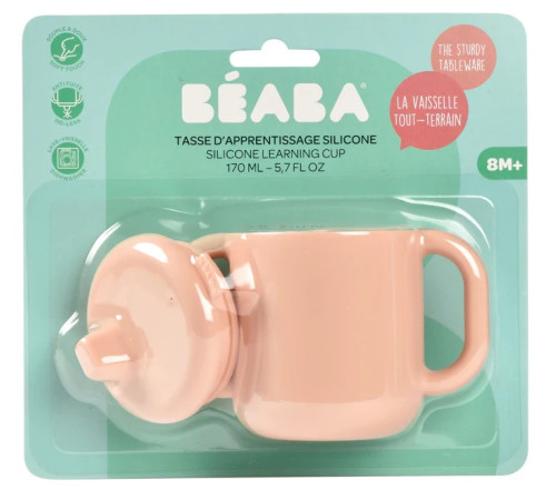 beaba 5783 cana din silicon 170 ml. (8 luni+) roz