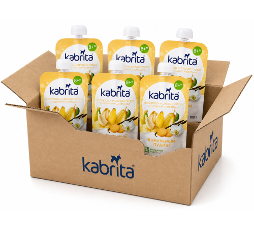  mega pack kabrita Пюре с козьими сливками "Ванильный пудинг" (6 х100) 600 гр.