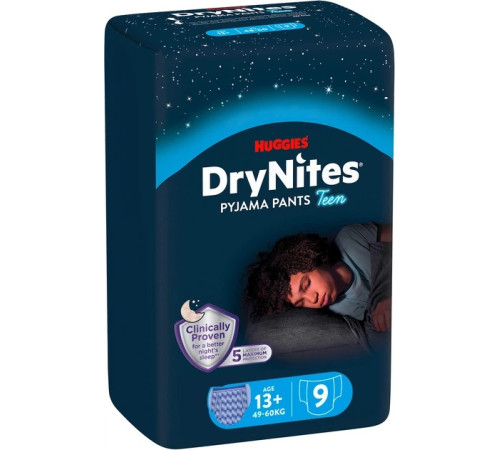 chiloți absorbanți huggies huggies drynites boy (49-60 kg.)&nbsp;9 buc.