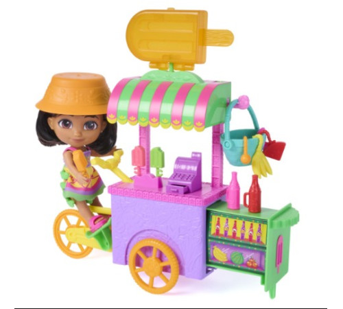 spin master 6075420 set de joacă "dora exploratoarea: căruciorul cu dulciuri"