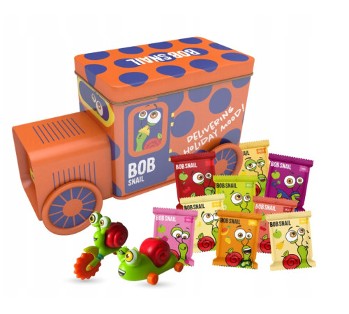bob snail cutie de craciun "train express" cu jucarie si autocolante (107 g.) in sort.