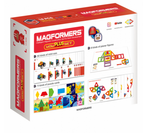 magformers 707020 Магнитный конструктор "wow plus" (18 дет.)