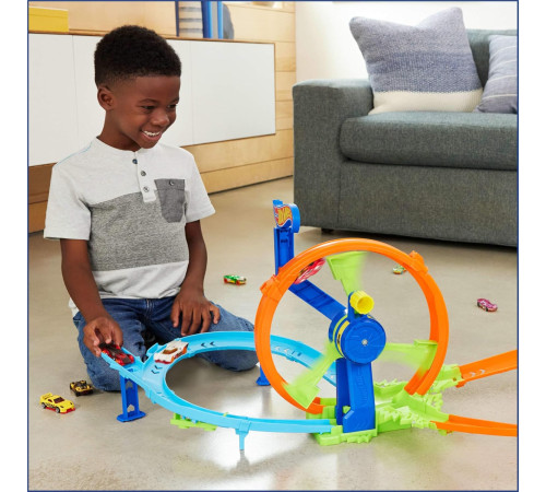 hot wheels jbx65 set de joacă "rapid launch & loop"