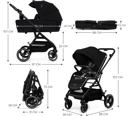 kinderkraft Коляска 2-в-1 yoxi чёрный