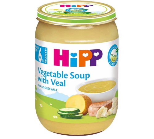  hipp 7983 piure supa de legume cu carne de vitel (6 m+) 190 gr.  