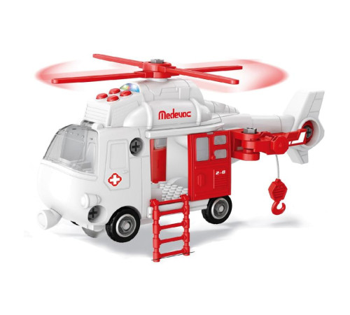 funky toys 62102 elicopter - constructor de salvare cu muzică și lumină (32 cm)