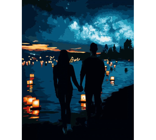  strateg leo va-3571 Картина по номерам "Влюблённые у воды" (40x50 см.)