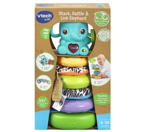  vtech 80557503 jucărie piramidală interactivă "eelefant"