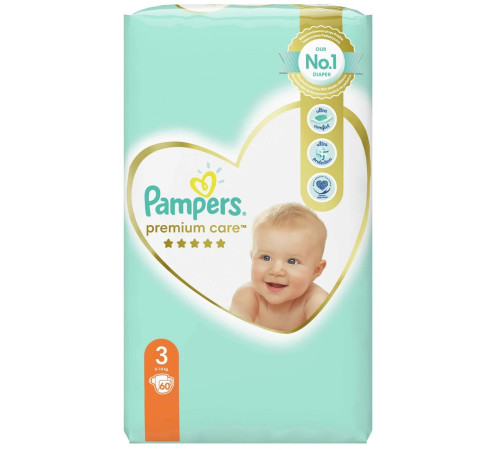 pampers premium care 3 (6-10 кг.) 60 шт.