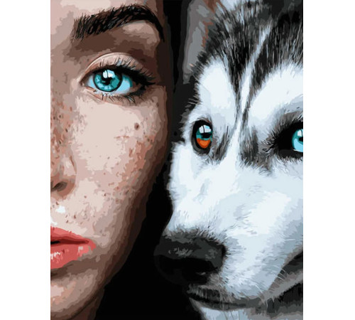 strateg leo va-2650 Картина по номерам "Девушка с волком" (40x50 см.)