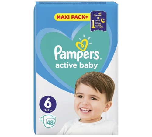  pampers active baby 6 (13-18 кг.) 48 шт.