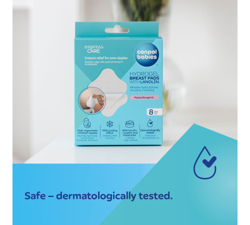 canpol 1/656 absorbante calmante pentru sâni din hidrogel cu lanolină (8 buc.)