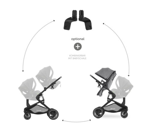 hauck carucior pentru gemeni 2in1 atlantic twin melange grey