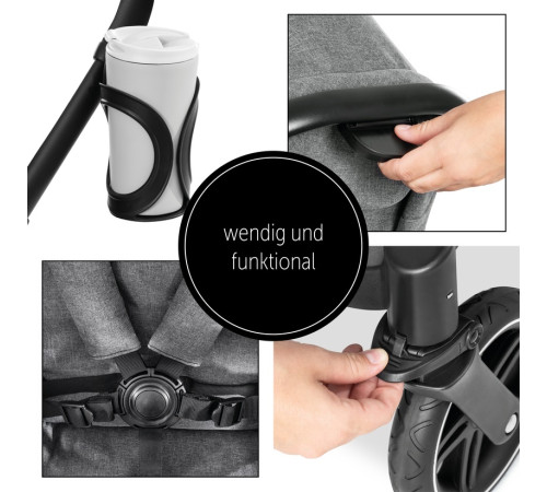 hauck carucior pentru gemeni 2in1 atlantic twin melange grey