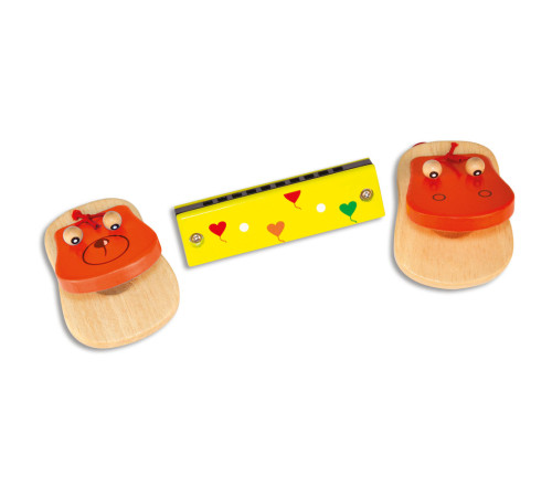 bontempi 610310 Набор Деревянные кастаньеты и губная гармошка (в асс.)