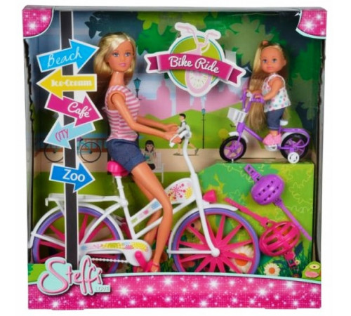  simba 5733045 set de joc "steffi și evie: plimbare cu bicicleta"