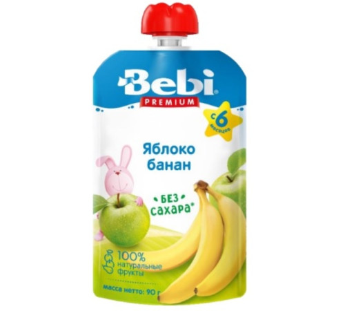 bebi premium piure mere-banana (6 m+) 90 gr.