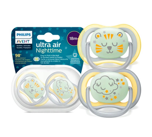 avent scf376/01 Пустышка силиконовая ultra air (18 м+) 2 шт.