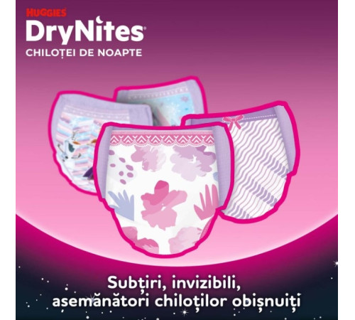 chiloți absorbanți huggies huggies drynites girl (49-60 kg.)&nbsp;9 buc.