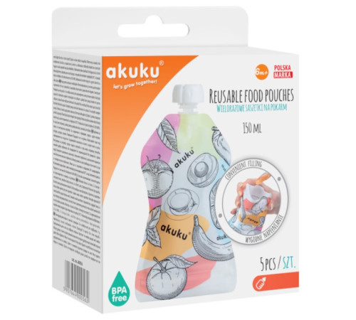  akuku-4591 Паучи многоразового использования 150 мл. (5шт.)