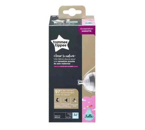 tommee tippee tt0035-2 Бутылочка "closer to nature hello" (3м +) 340 мл.