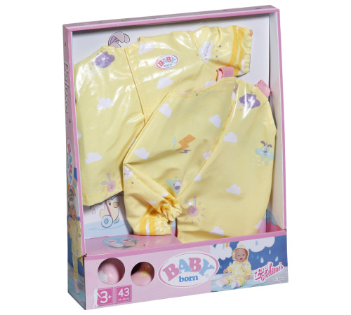 zapf creation 836460 set haine pentru păpuși baby born deluxe pelenă de ploaie (43 cm.)
