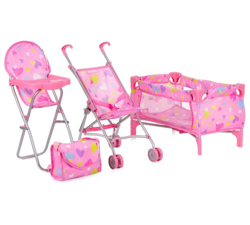  chipolino set de joc pentru păpuși 3 în 1 "trixy" kzktr02402he hearts