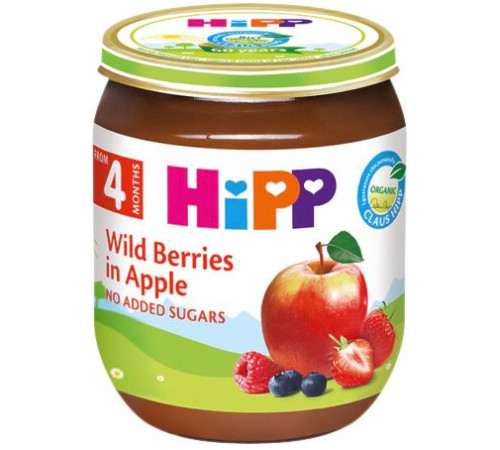  hipp 4203 piure de fructe de pădure-mere (4 m+) 125 gr.