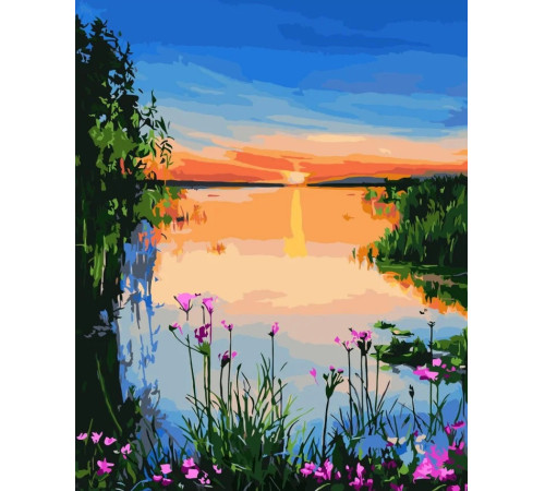 strateg leo va-3078 Картина по номерам "Закат на озере" (40x50 см.)