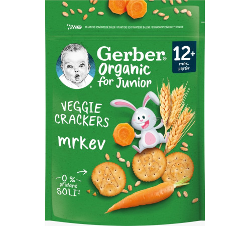  gerber organic biscuiți din gr&acirc;u crackers cu morcov (12 luni+) 100 g