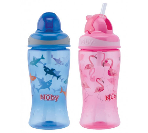  nuby nv04016 cana anti-varsare cu pai "flip it" 360 ml. (12 m+)