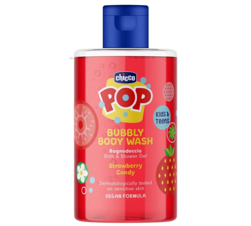 Chicco Gel de dus si spuma de baie "POP" cu capusuna (300 ml)  chicco gel de dus si spuma de baie "pop" cu capusuna (300 ml)