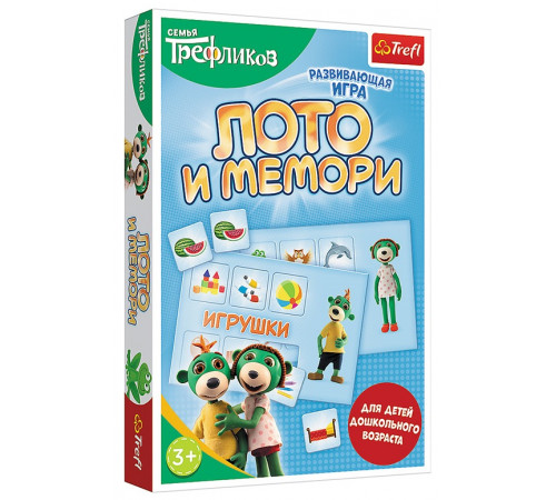 trefl 02181 Настольная игра "Лото. Мемо. Родина Трефликов" (рус.)