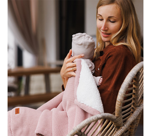 babyono-8145 1659/01 pătură de bumbac cu căptușeală din fleece (75 x 100 cm) roz